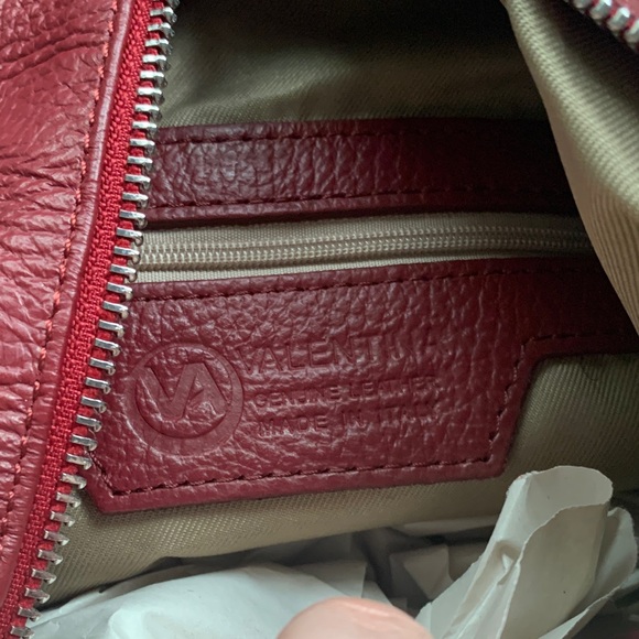 Valentina Leather Handbag Burgundy Sling Tote Bag NWT! Made in Italy purse 👛 - Picture 10 of 11